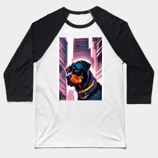 Rottweiler In Futuristic City Baseball T-Shirt